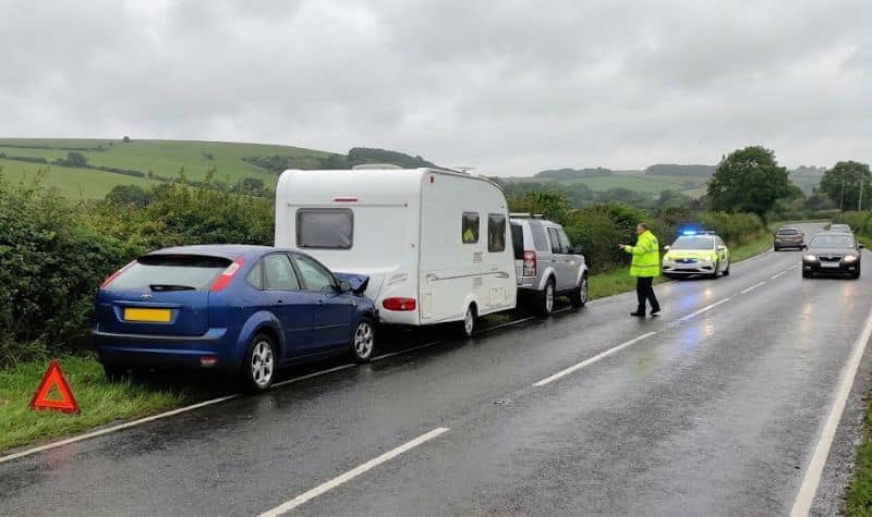 car accident involving caravan