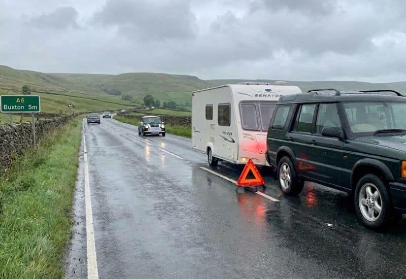 caravan broken down car hazard